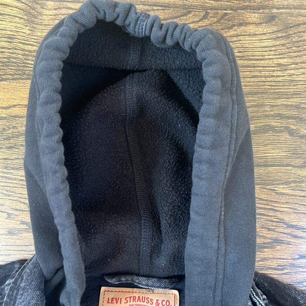 Levi's Black Jean Jacket with Hood - Picture 3 of 5
